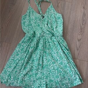 Green Floral Wrap romper